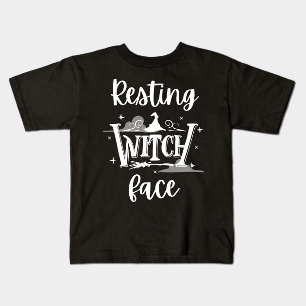 Resting Witch Face Text Design - Halloween Pun Kids T-Shirt by Caregiverology